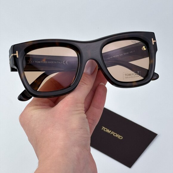 Tom Ford Men Havana Brown Square BRAND NEW Sunglasses WAGNER-02 FT0558 52E - Picture 2 of 11
